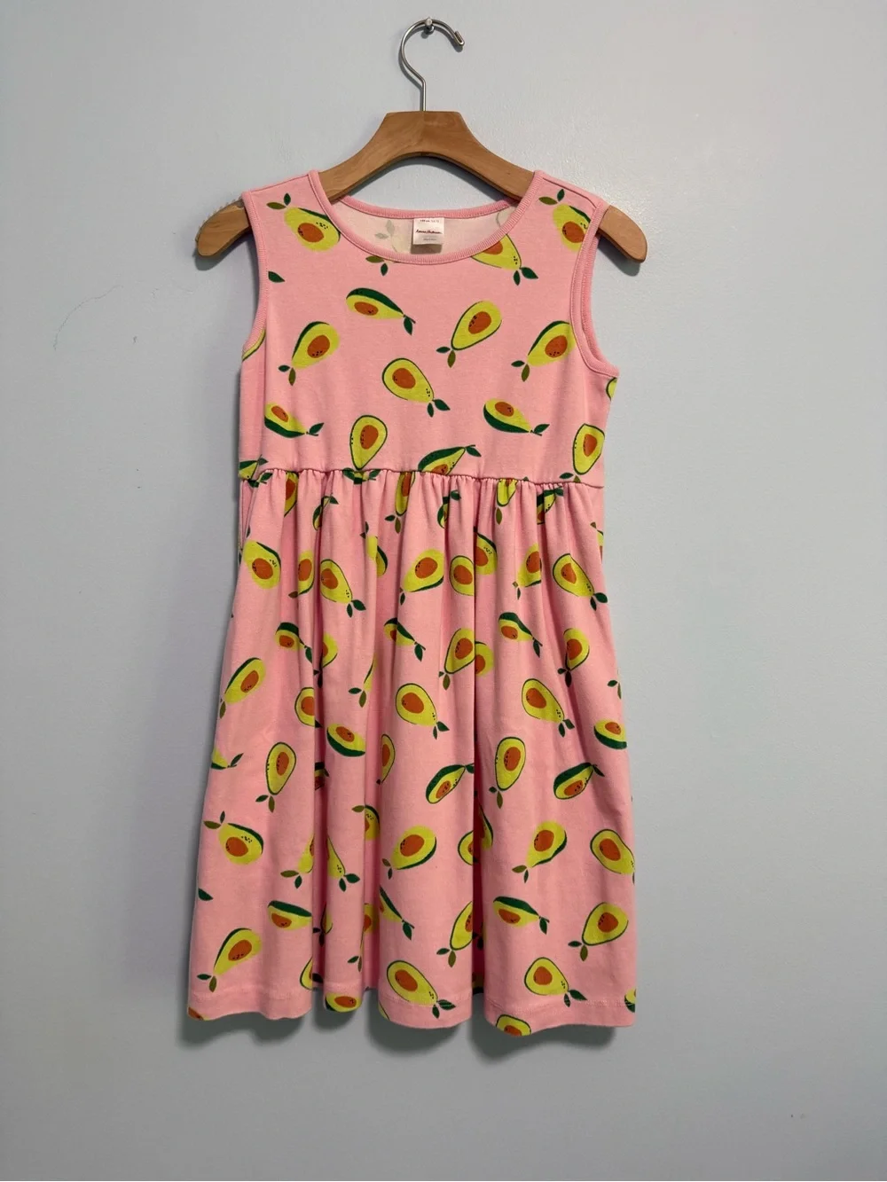 Hanna Andersson Girls Sleeveless Avocado Print Pink Dress Size 12(150cm)
